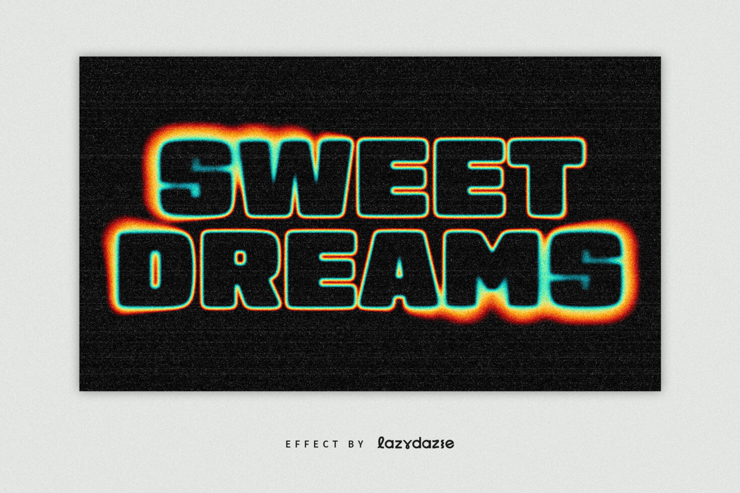 Sweet Dreams neon sign with cyan orange glow on dark grainy backdrop