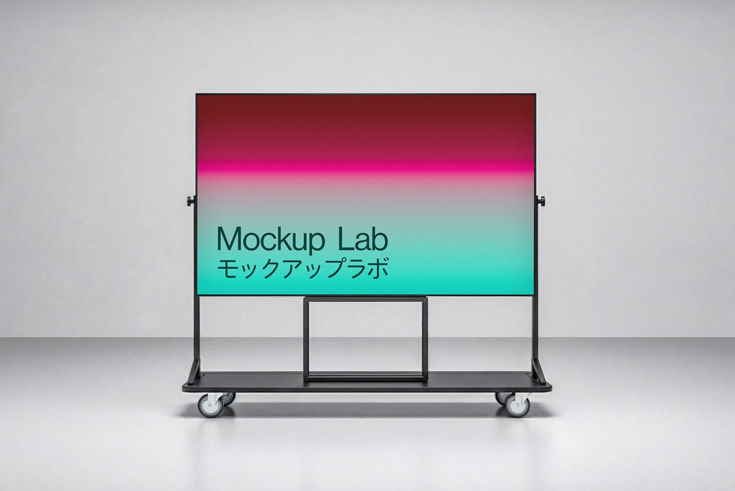 Gradient billboard mockup with magenta to teal fade on transportation stand
