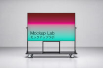 Gradient billboard mockup with magenta to teal fade on transportation stand
