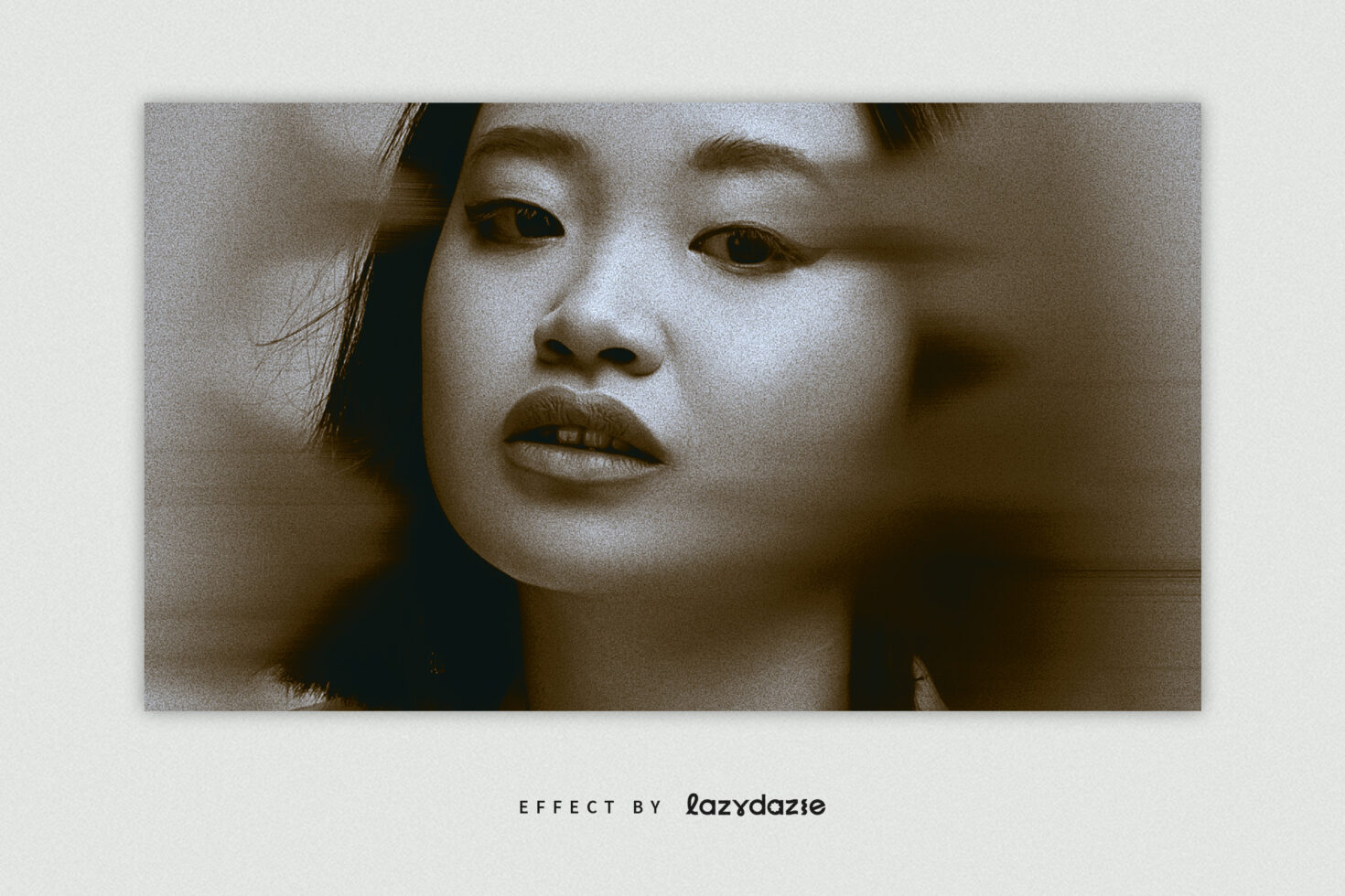 Sepia face portrait with dark side shadow creating moody split tone look