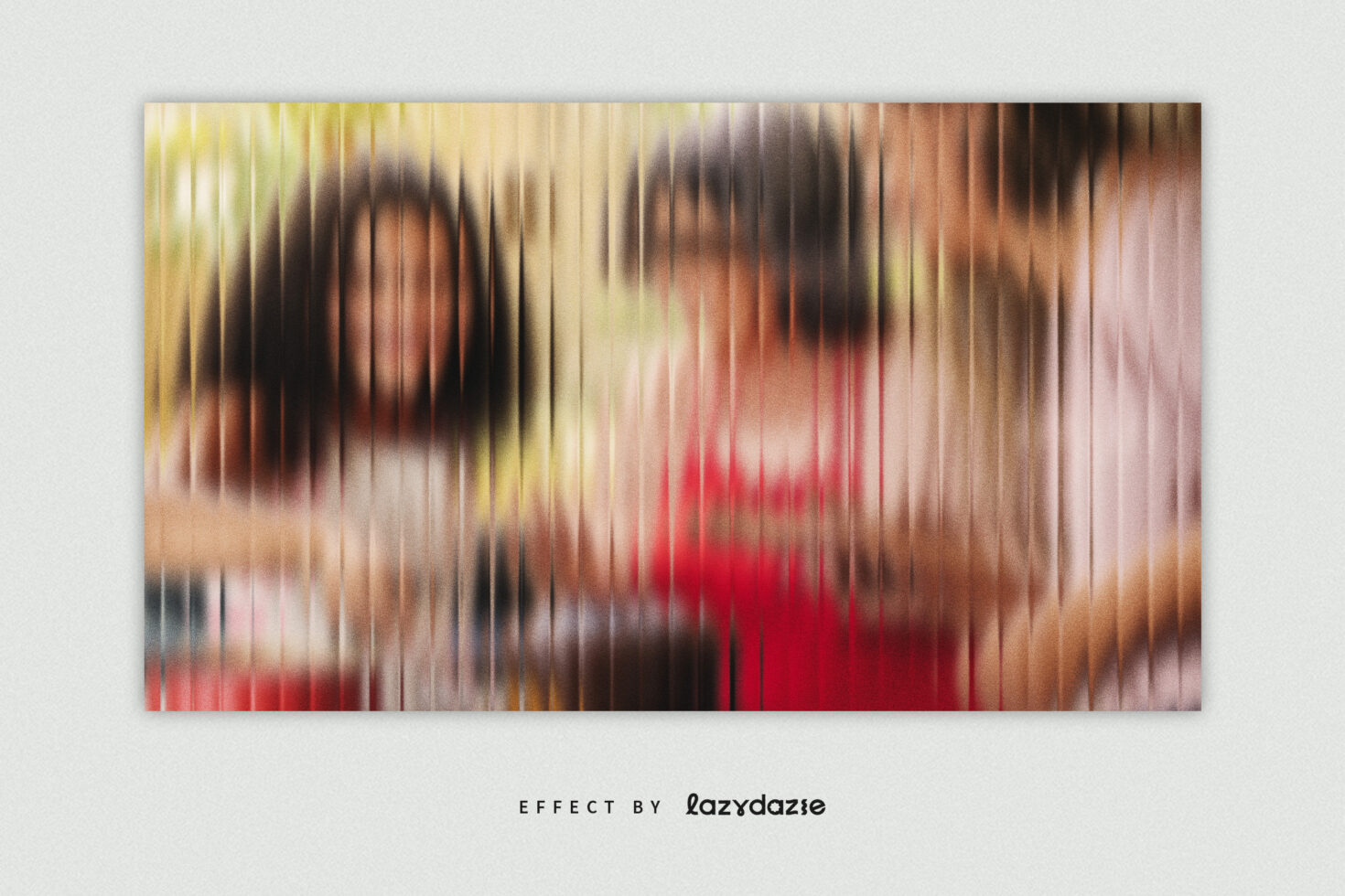Multiple blurred portrait faces with warm color palette overlay effect