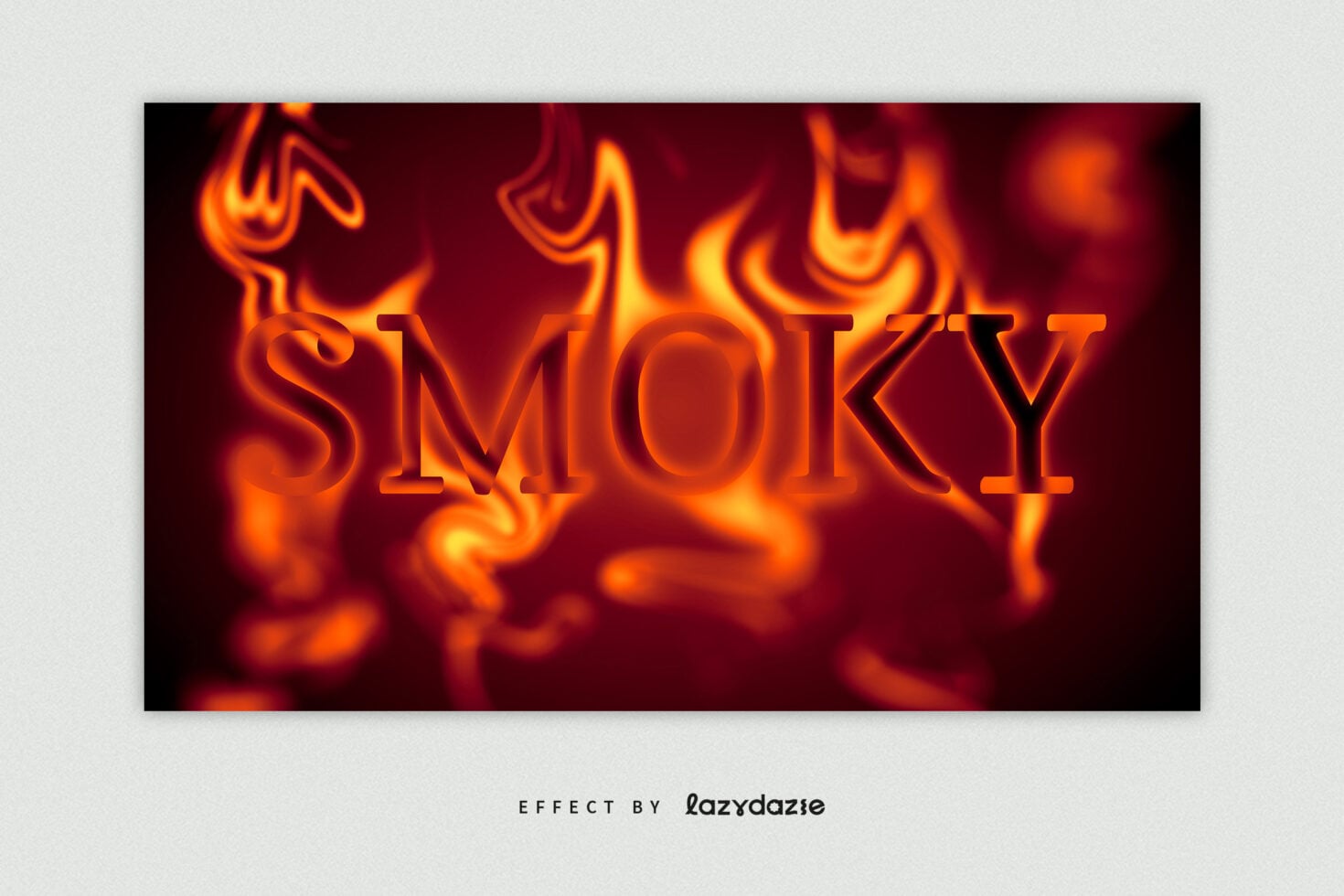 Orange flaming text spelling SMOKY over dark red background
