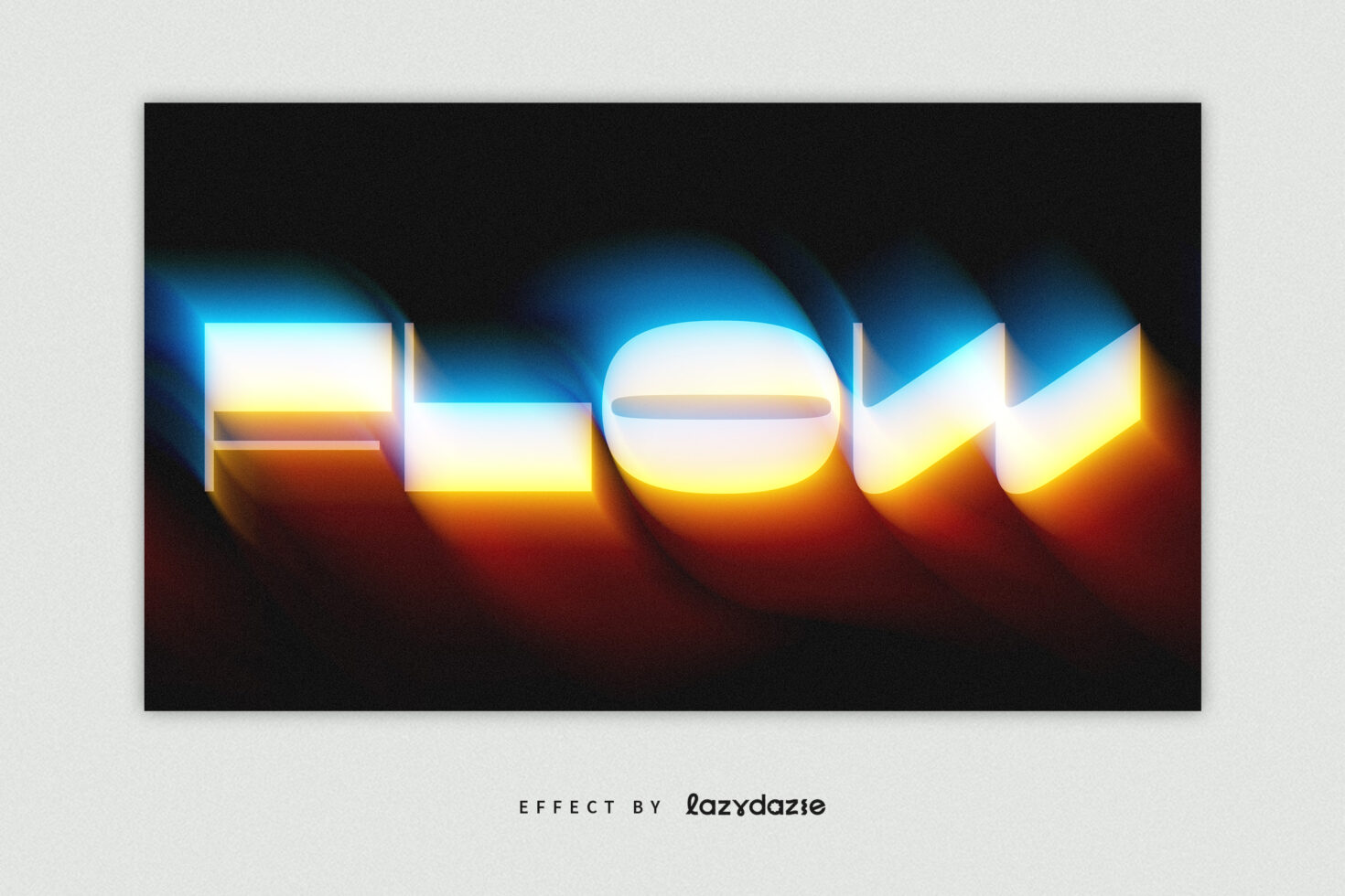 Neon glow light text with blue to orange color gradient