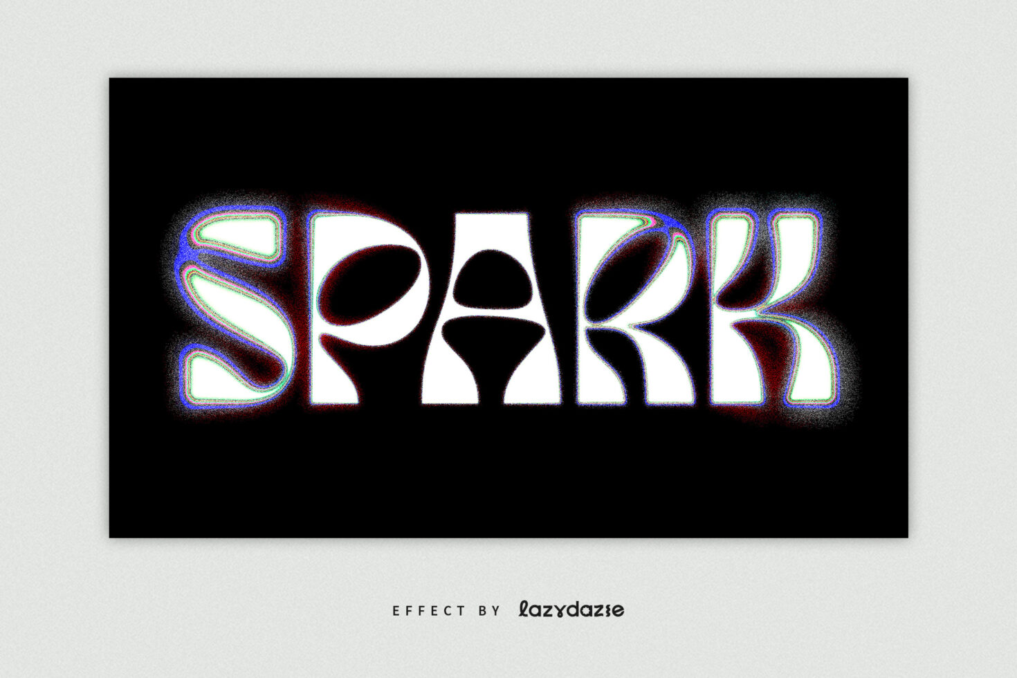 Spark text with chromatic glitch distortion effect on dark background