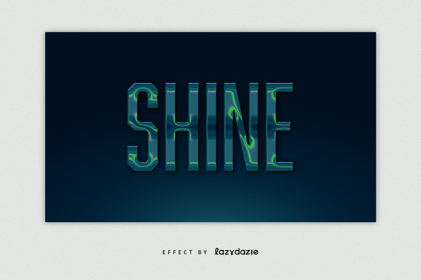 Neon green lettering with liquid fill texture on dark teal background