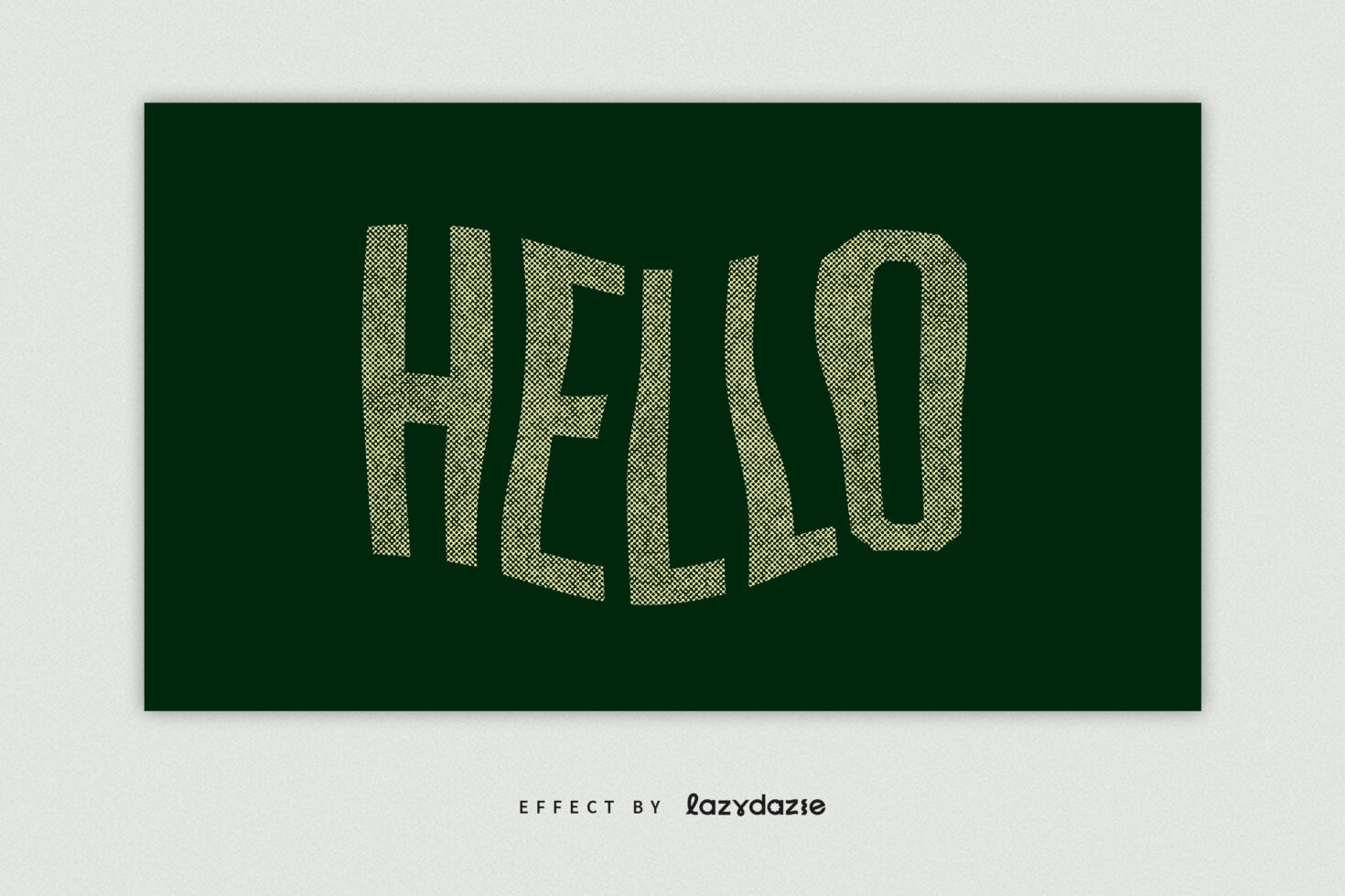 Textured yellow letters spelling HELLO on deep green backdrop