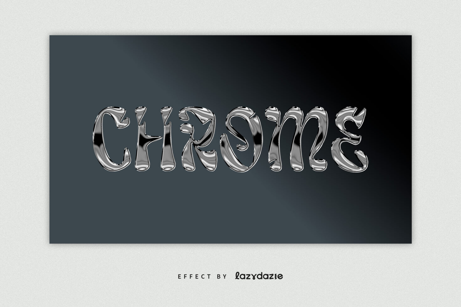 Liquid silver letters with flowing metallic texture on dark surface