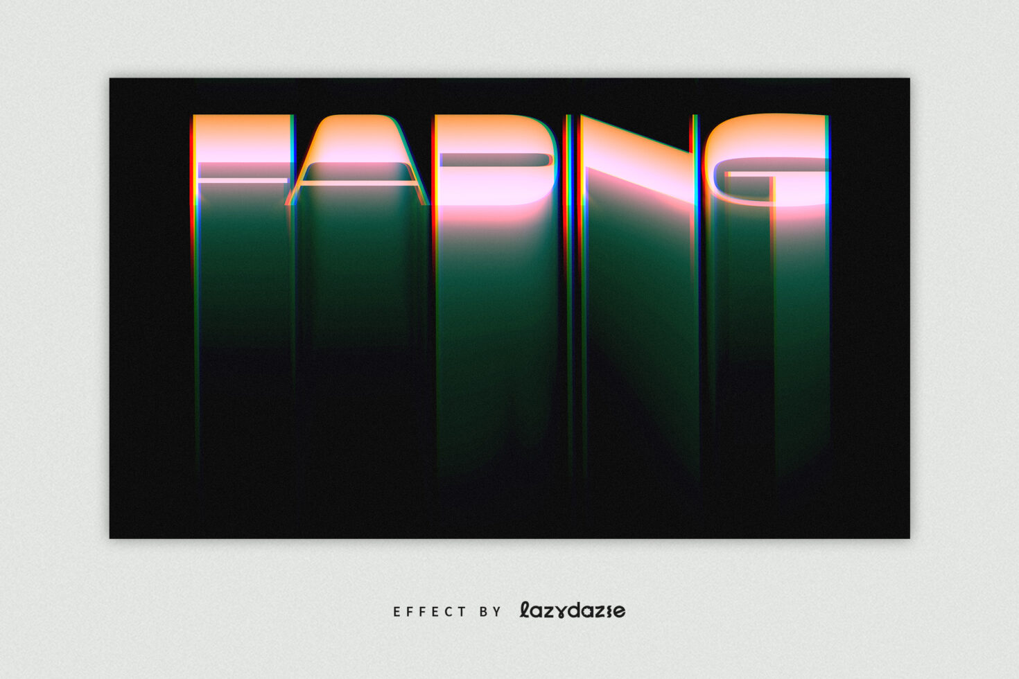 Retro neon text effect with glowing gradient stripes on dark background
