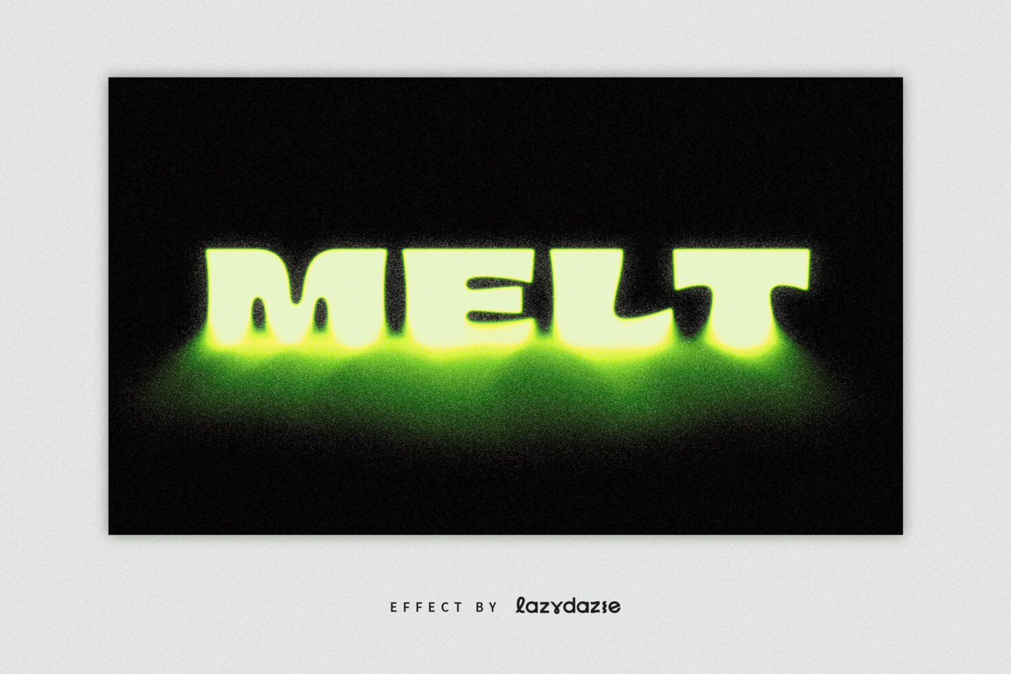 Large chunky text glowing yellow-lime with blurred green light spillage below