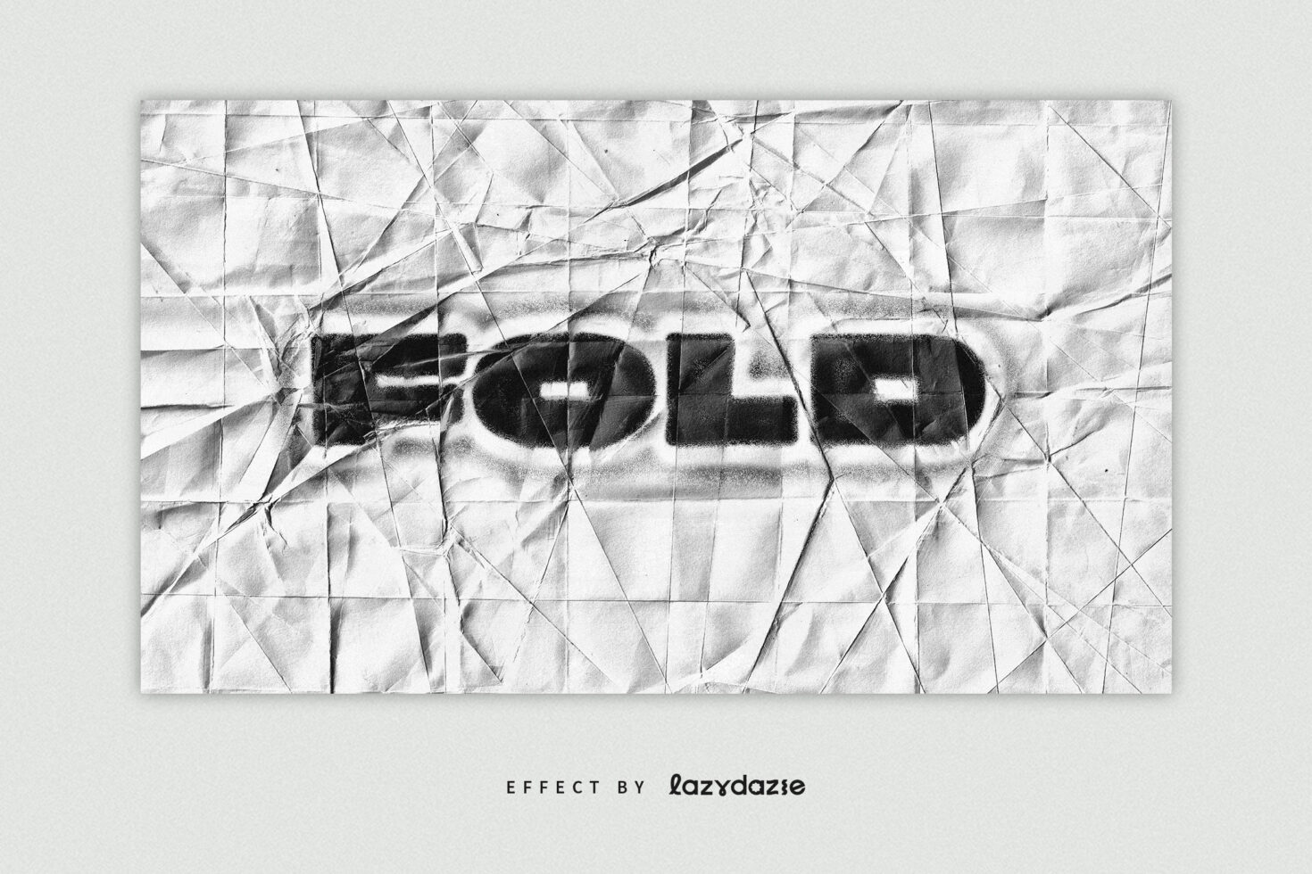 Black text on wrinkled paper surface with triangular grid overlay