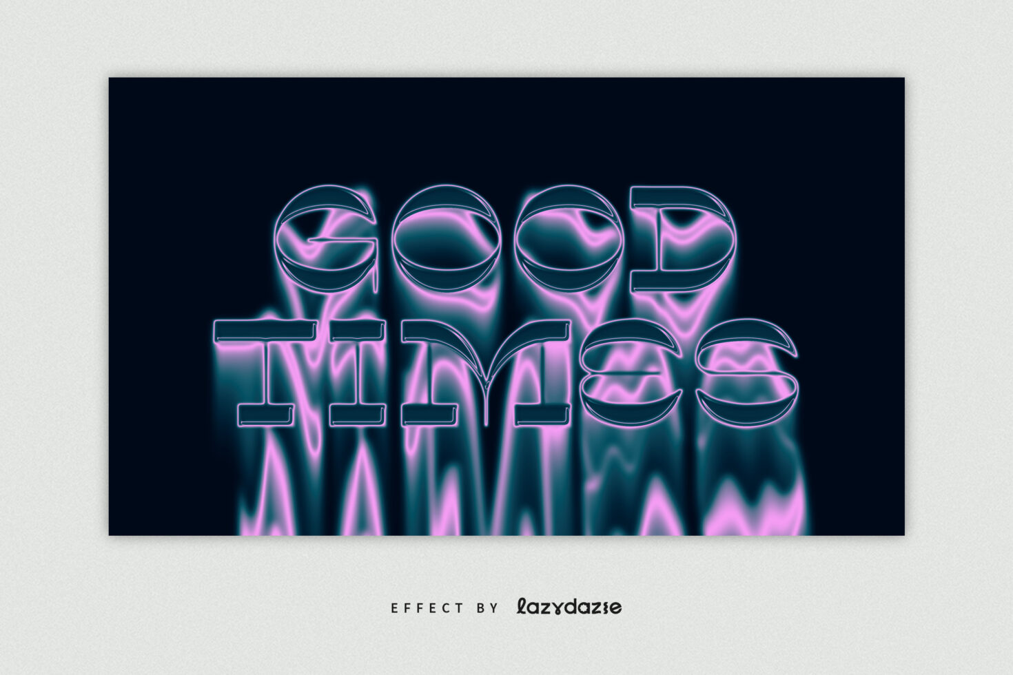 Good times text with liquid chrome effect in purple blue yellow tones