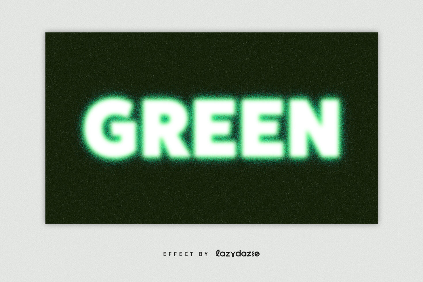GREEN text glowing bright neon on dark green noisy surface