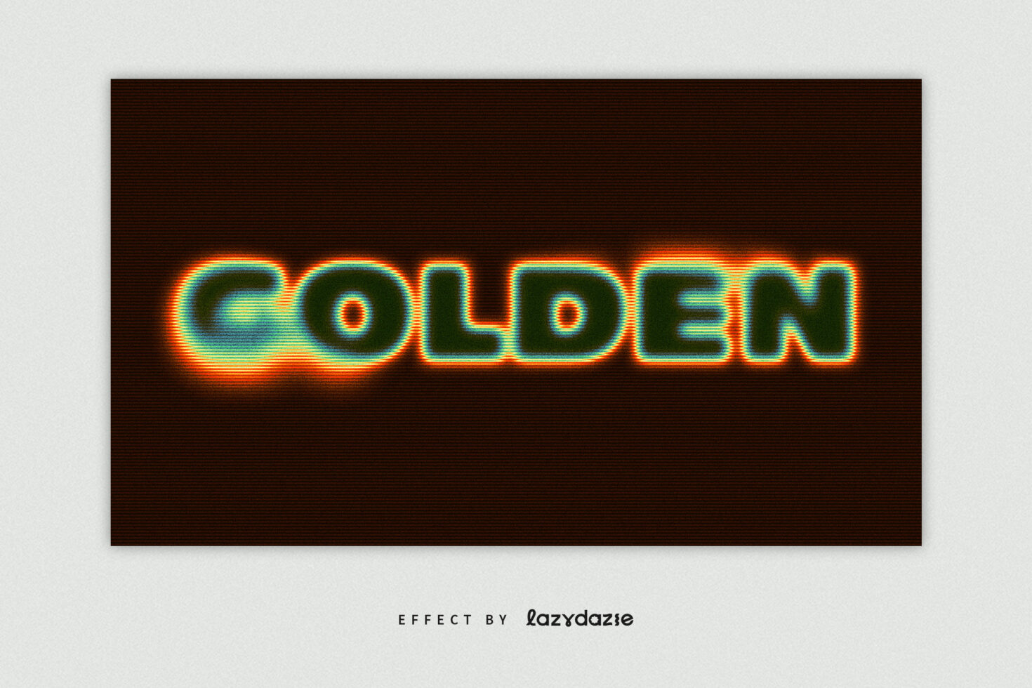 Golden neon text with hot glowing outline on brown scanline texture