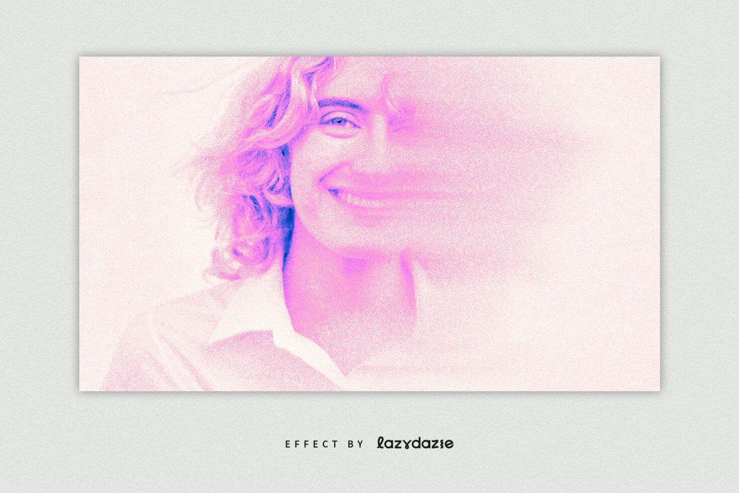 Woman's portrait in soft pink purple tones with subtle grainy texture throughout
