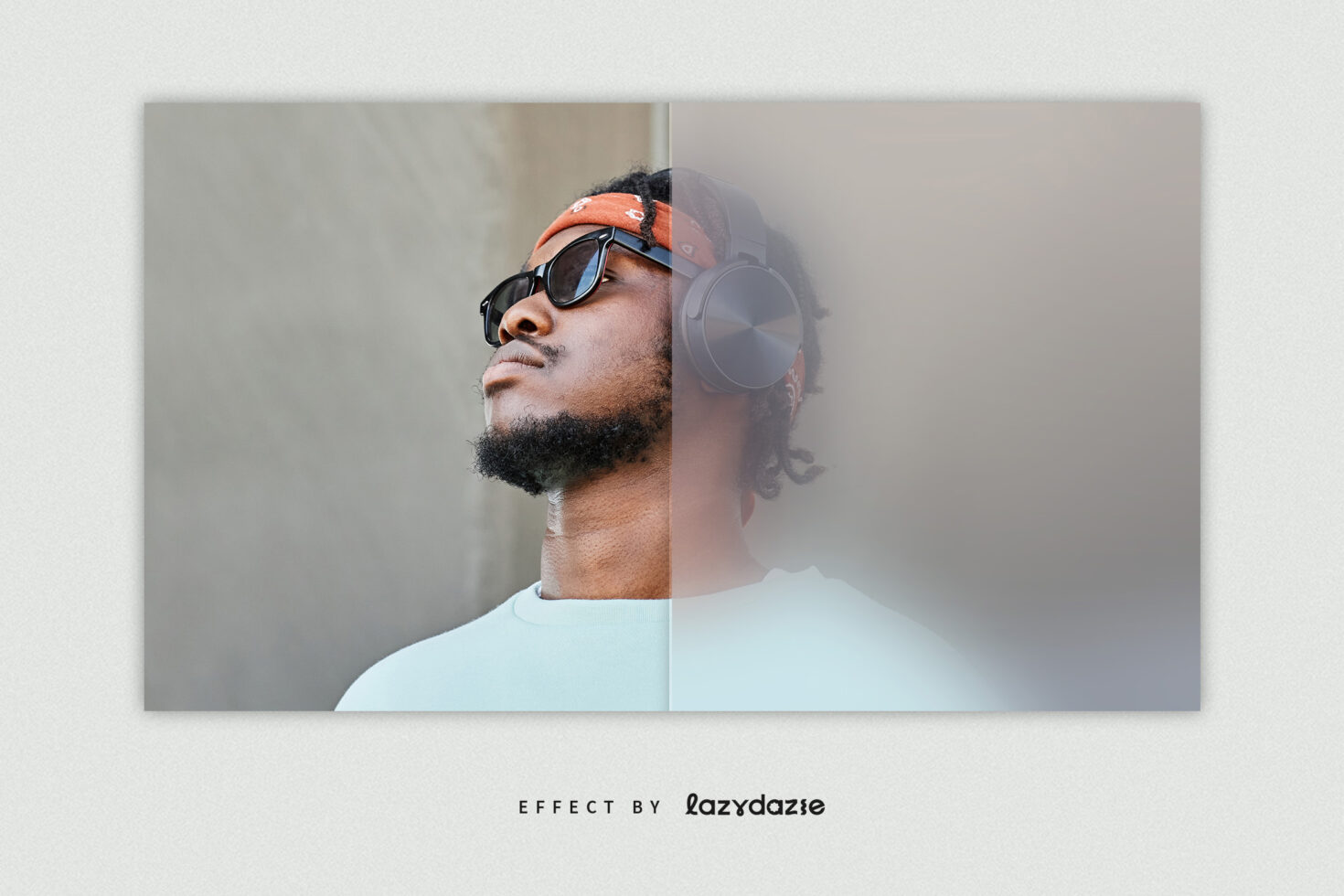 Man in sunglasses with orange cap blurred duplicate overlay effect