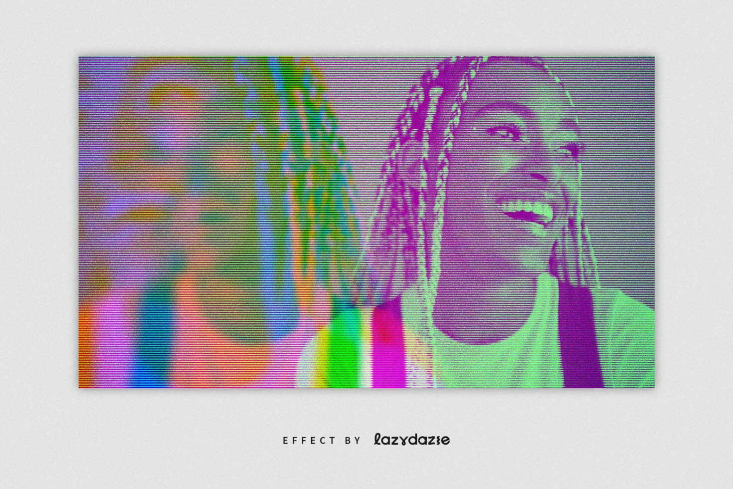 Horizontal scanlines with vibrant glitch distortion in rainbow color spectrum