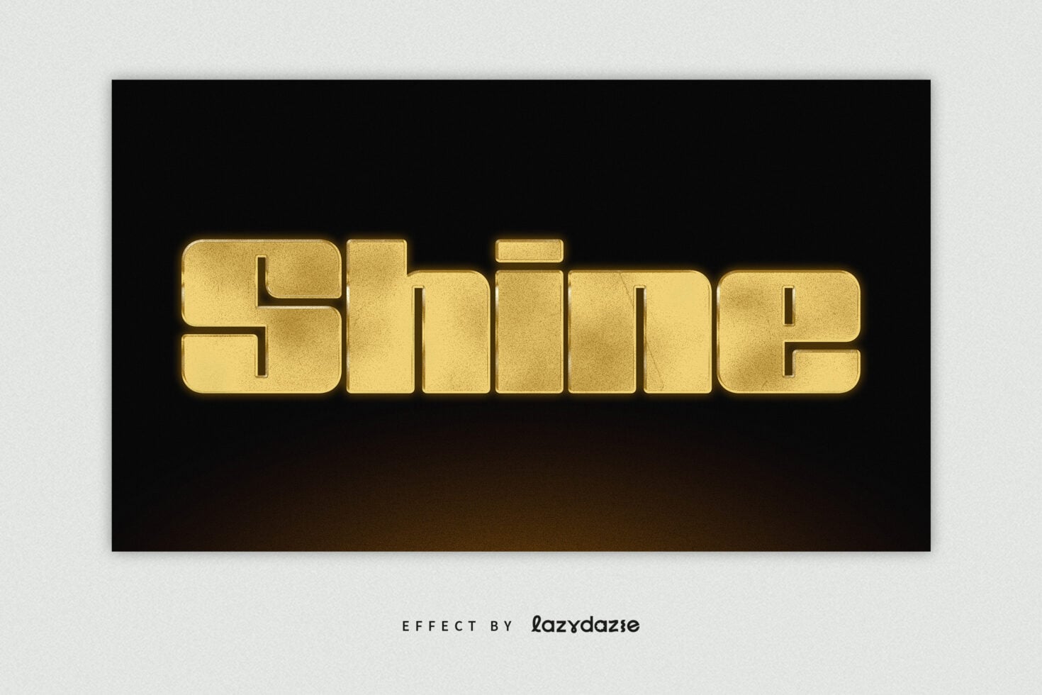 Gold embossed shine text effect on black background
