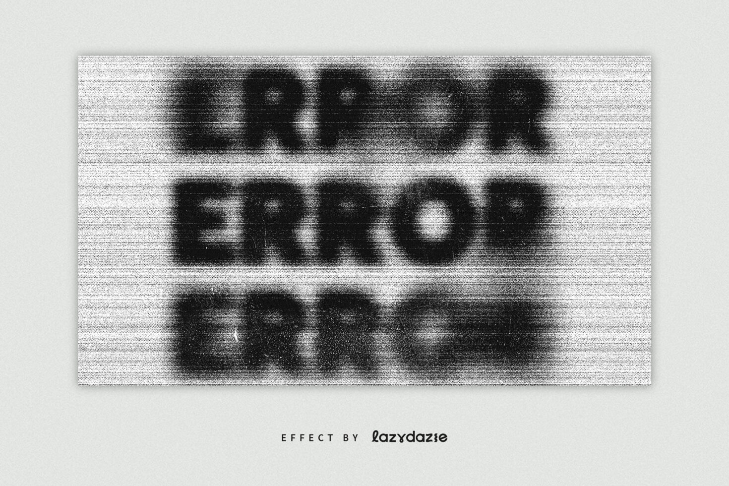 Stacked text with heavy scan line pixelation creating analog TV static effect