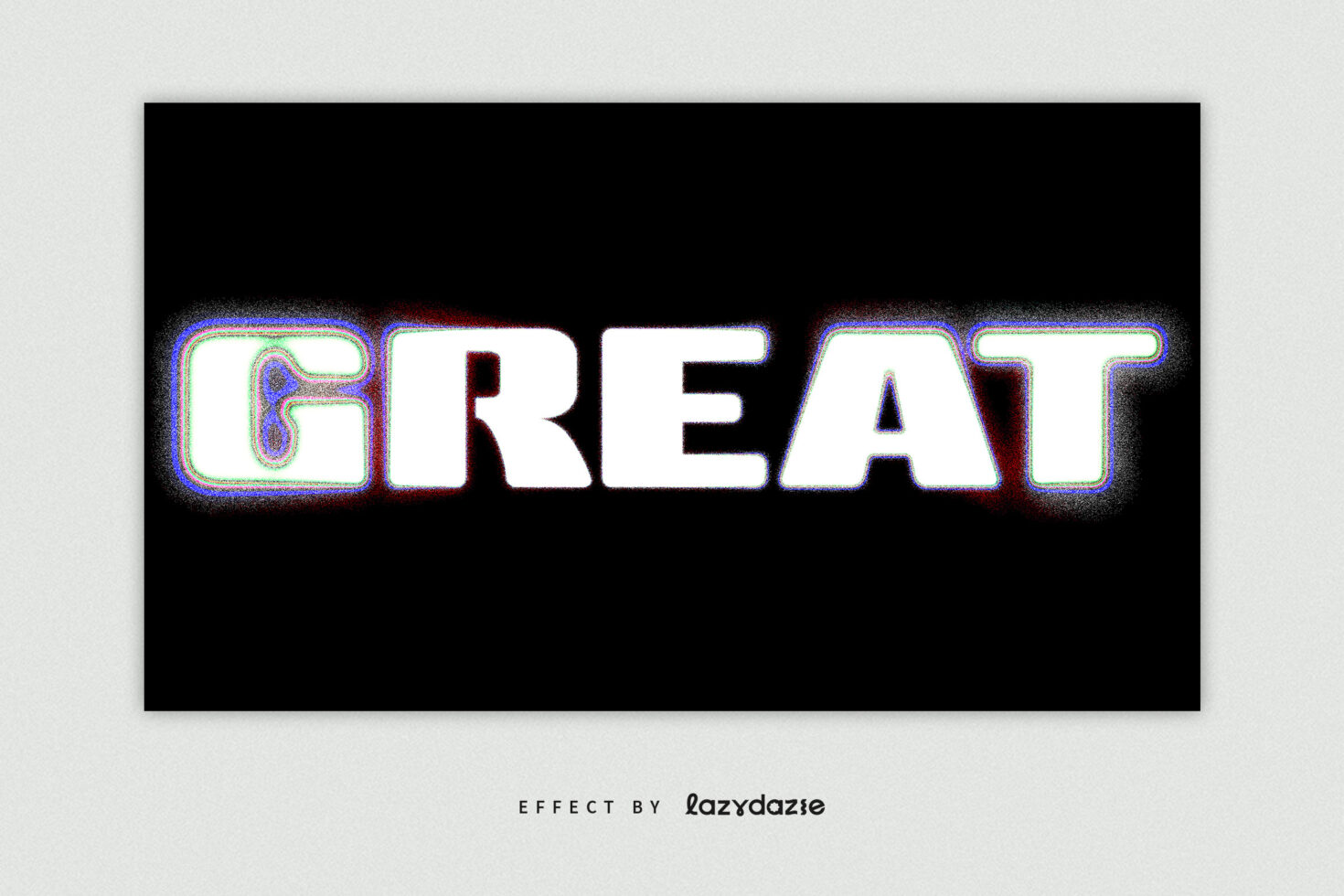 Bold letters with chromatic aberration RGB color fringing on black