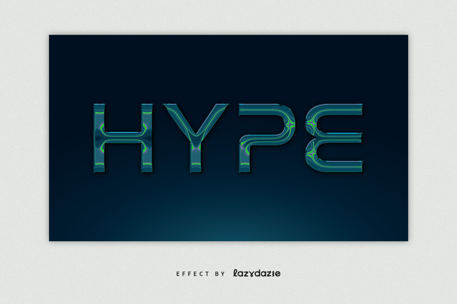 Hype word in cyan neon pipe lettering on dark teal gradient background