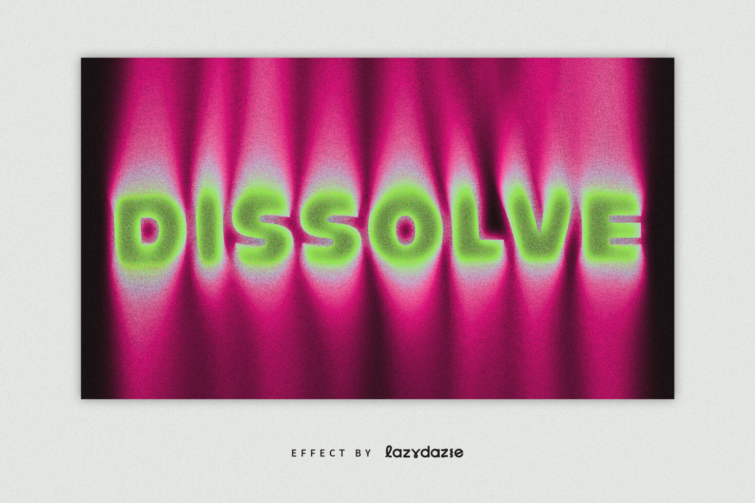 Neon dissolve text in lime green with hot pink light rays