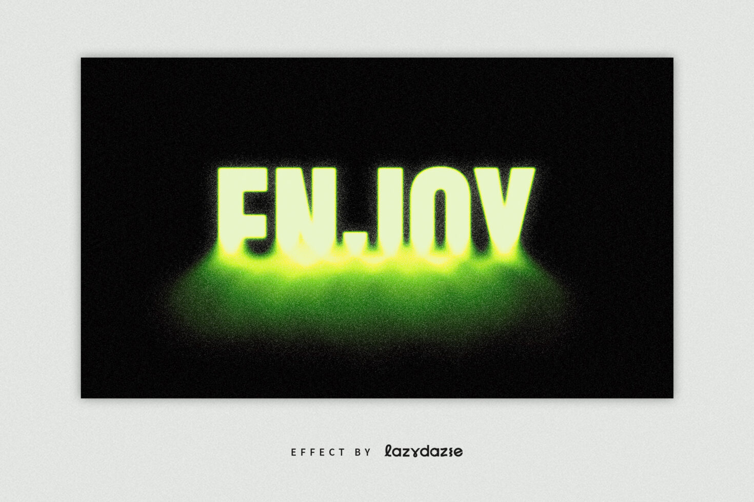 Bold letters in bright yellow with soft green neon glow radiating outward