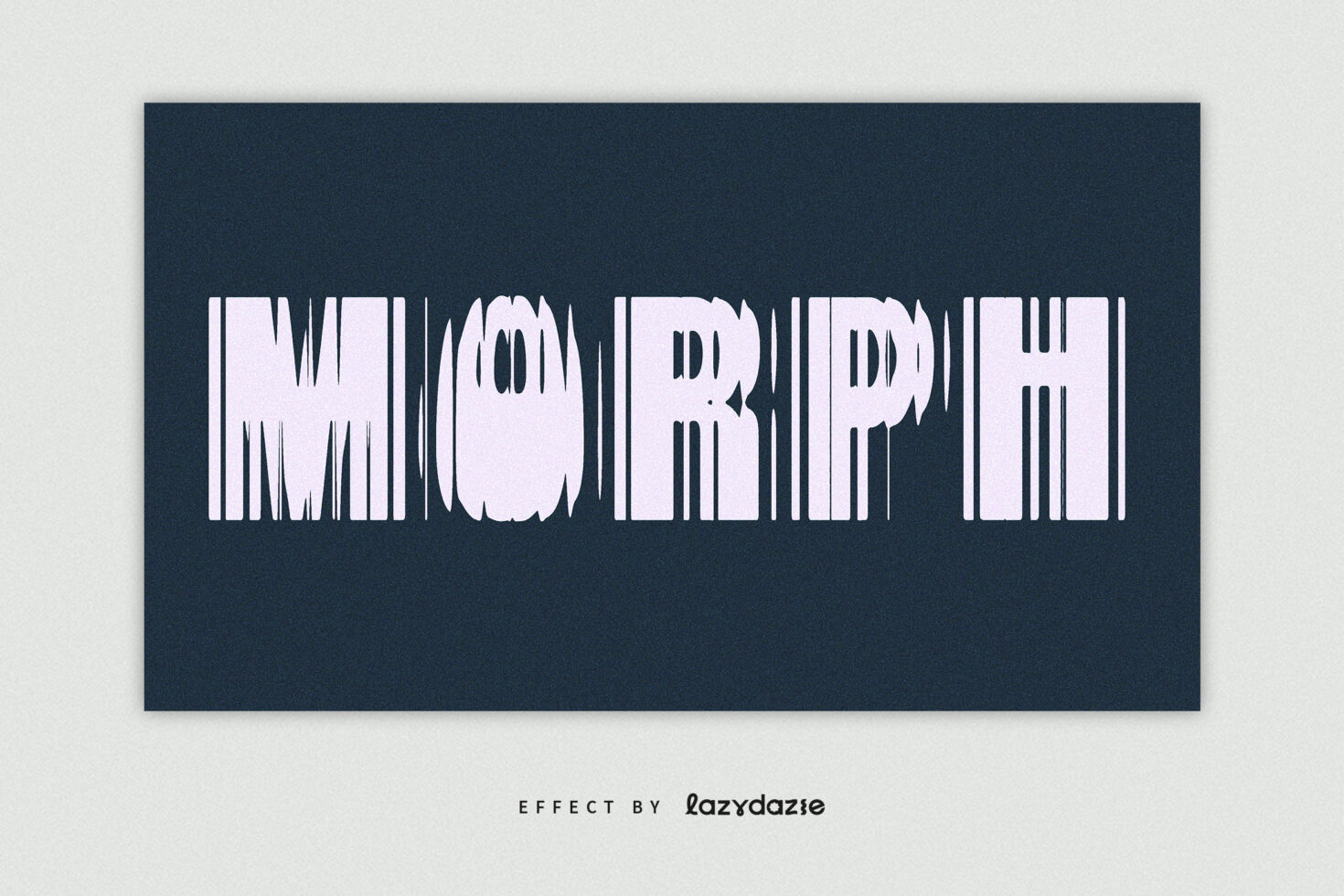 White striped text with drip effect on dark blue background