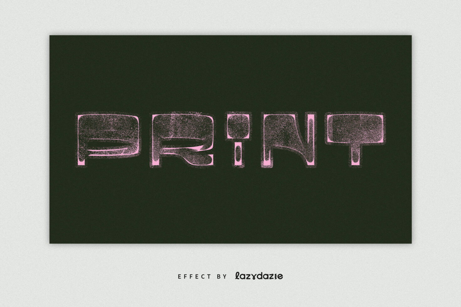 Pink pixelated text on dark green background with grainy noise overlay effect