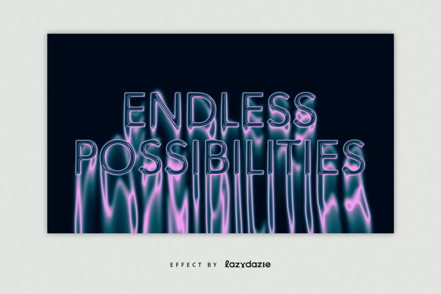 Endless possibilities neon text with pink cyan glow wave pattern underneath