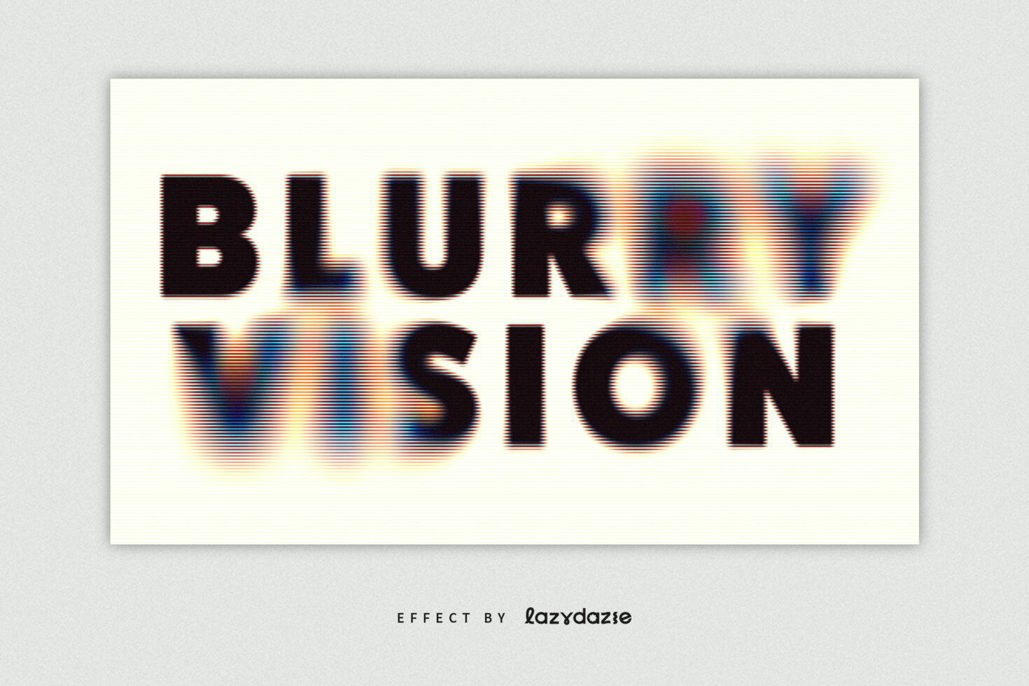 BLUR VISION text stacked in two lines with horizontal glitch effect, cream background