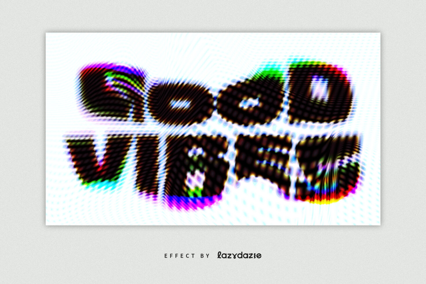 Glitchy pixelated text with neon color fringing effect on white background