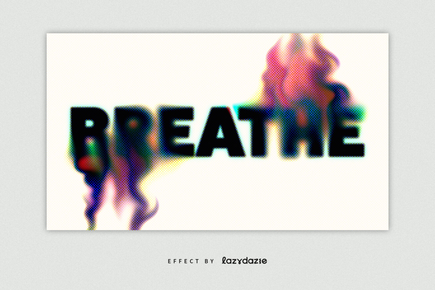 BREATHE text with chromatic glitch effect, colorful pixelated distortion on black background