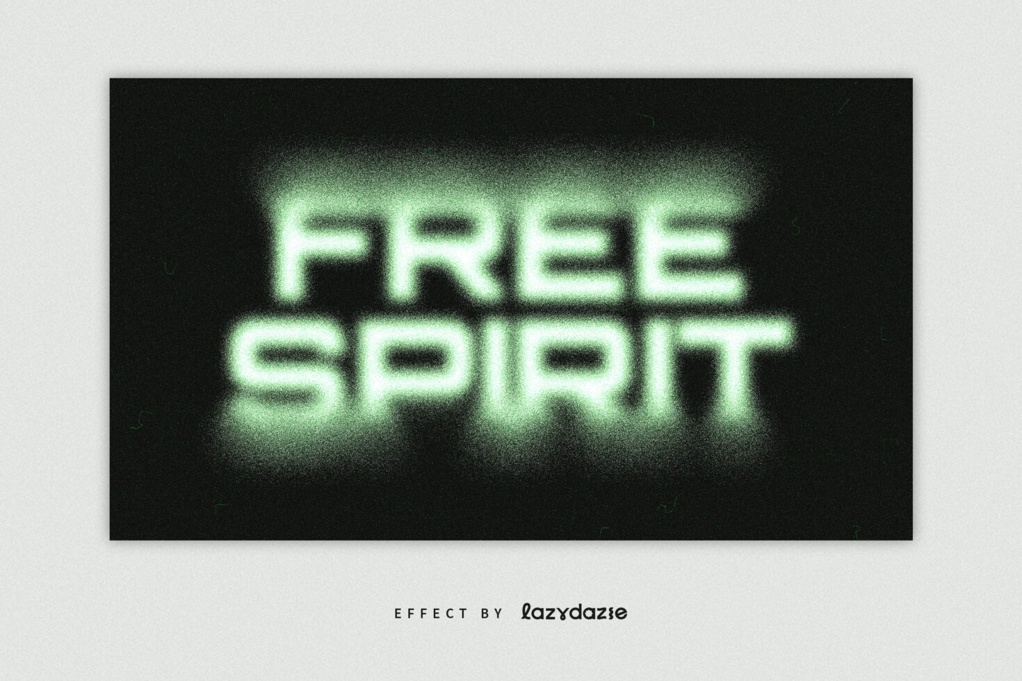 Luminous green text FREE SPIRIT glowing against black
