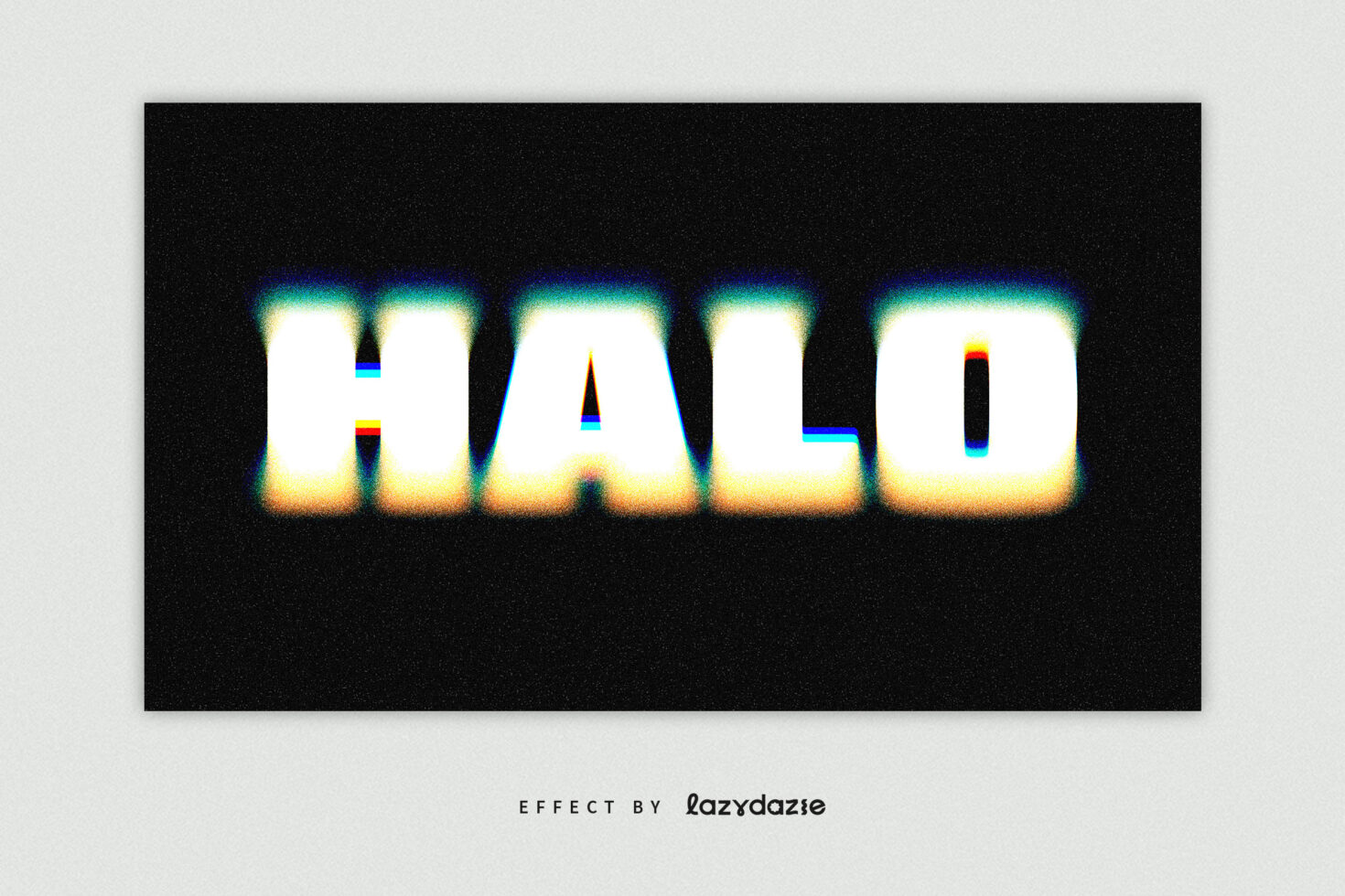 White text with cyan blue top edge glowing into warm yellow bottom
