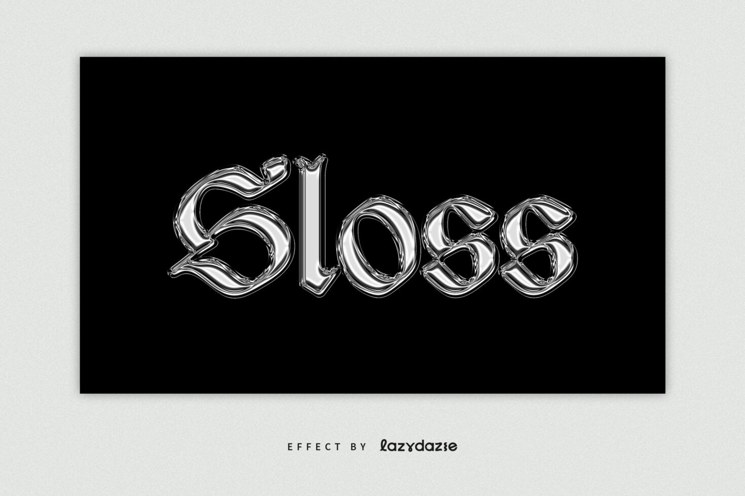 Sleek liquid chrome text effect spelling Sloss on black background