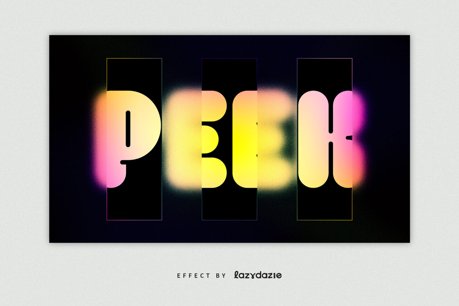 Retro neon glow text effect with pink, yellow gradients on dark background