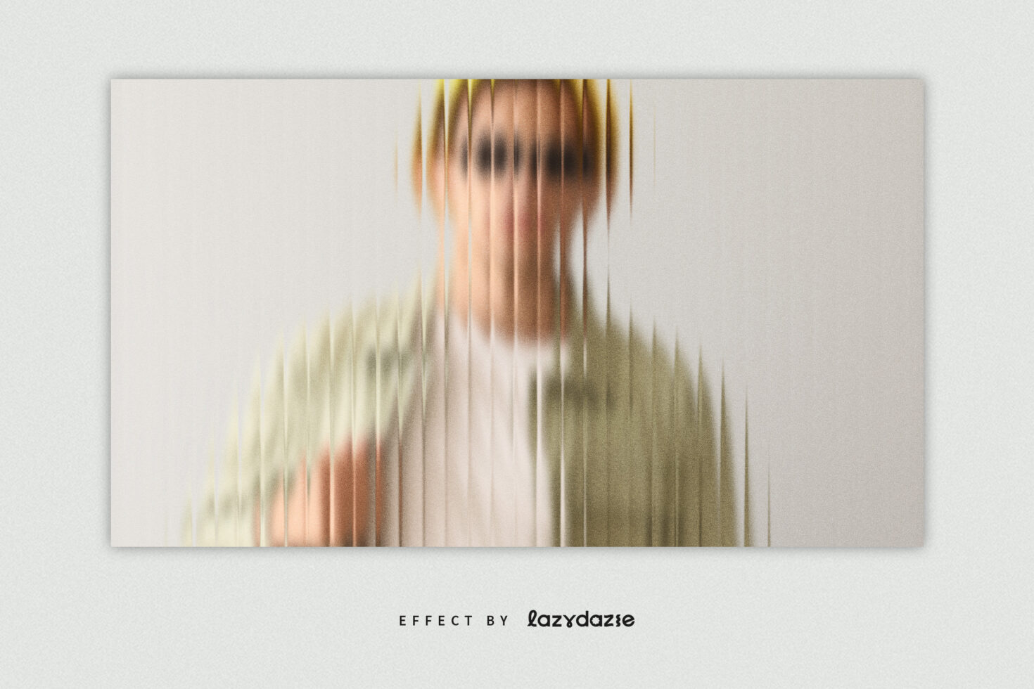 Wide horizontal photo with vertical line scanline effect creating motion blur