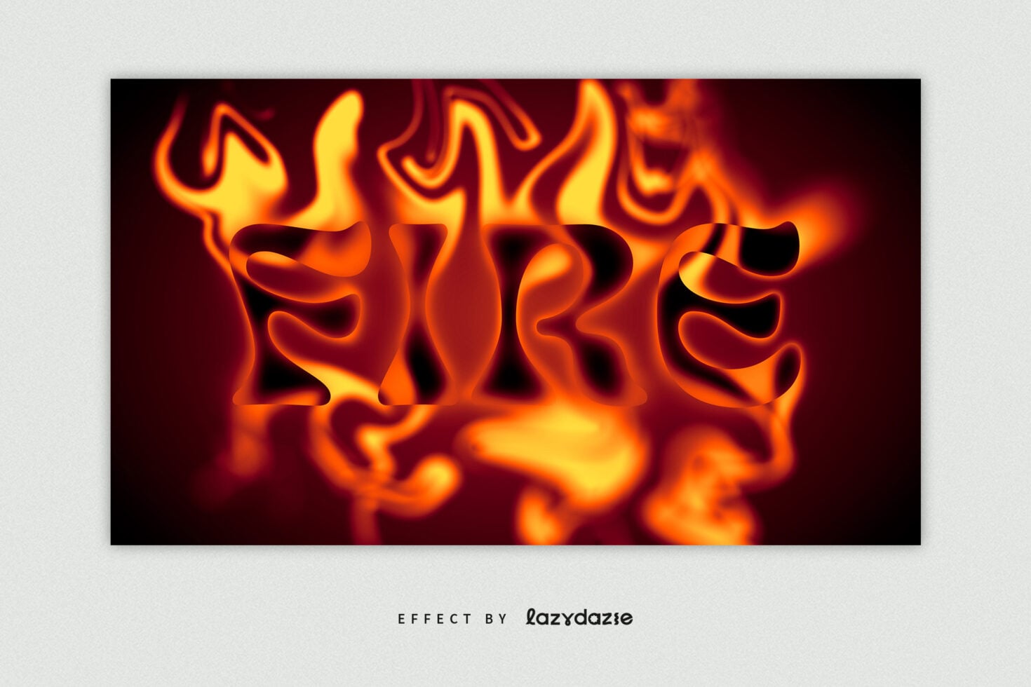 Flaming text effect with orange, yellow, red fire surrounding black letters