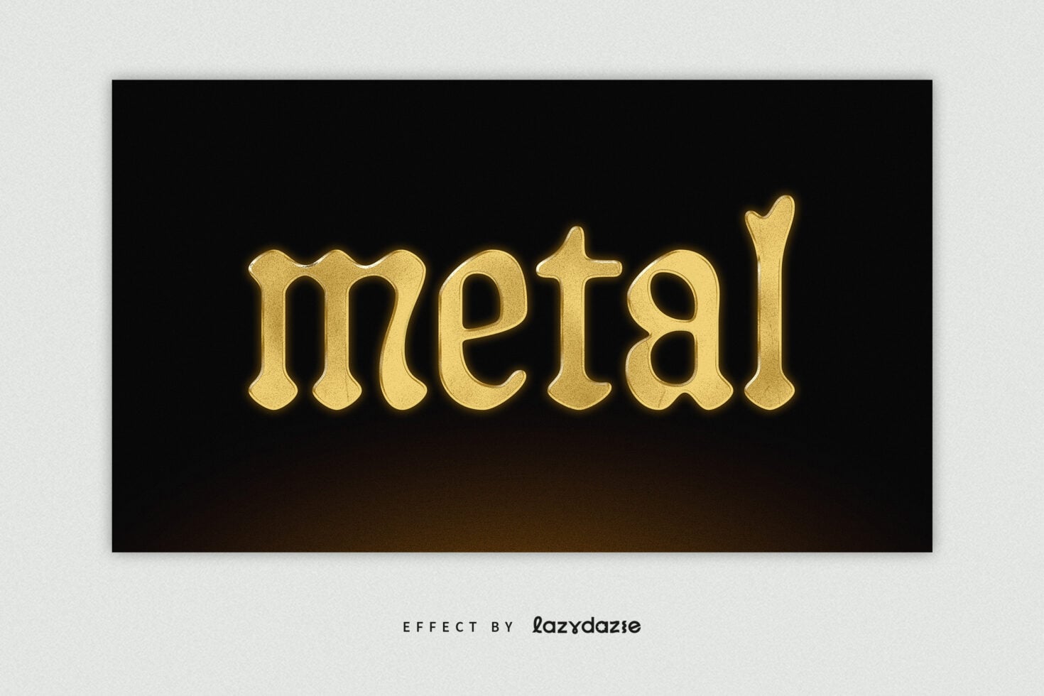 Gold metallic text effect spelling metal on black background