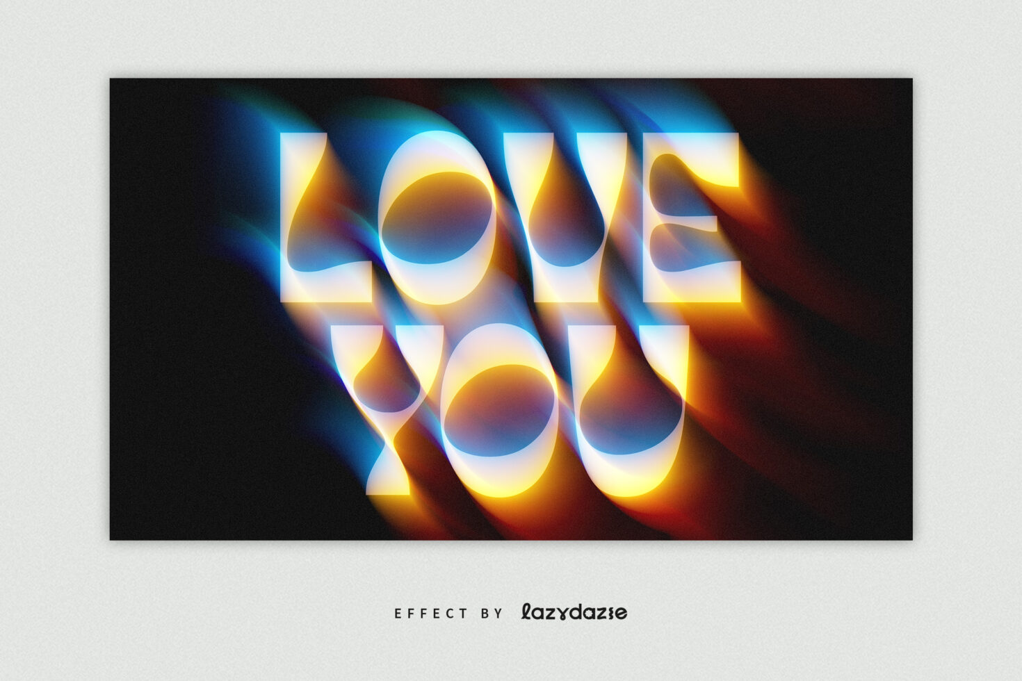 Love you text with glowing yellow gradient letters on black background