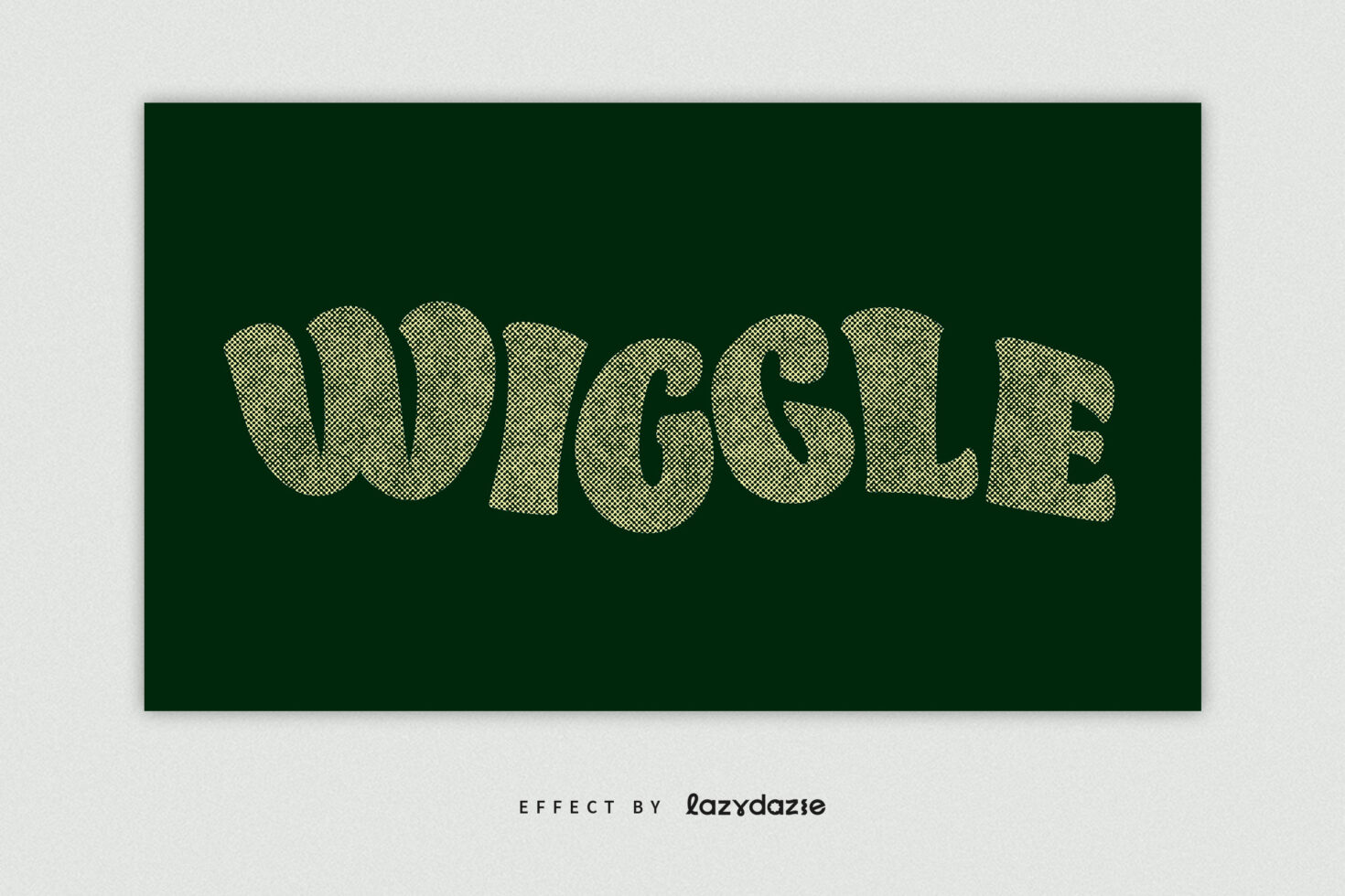 Crosshatch patterned text reading WRIGGLE on forest green