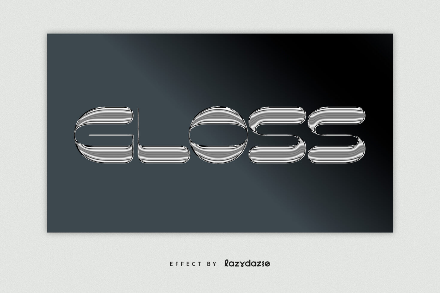 Shiny chrome letters with reflective surface on charcoal backdrop