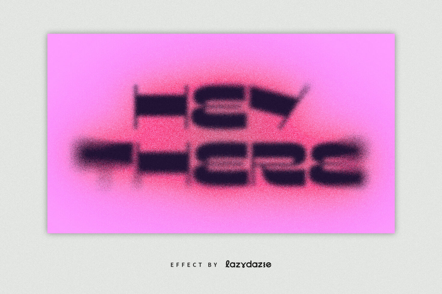 Blurred pixelated text on bright magenta background with heavy grain overlay