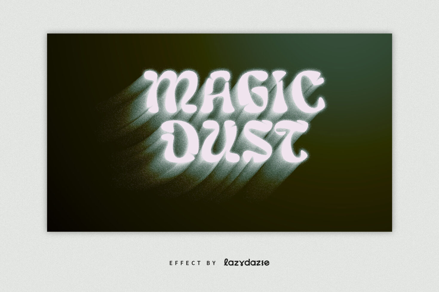 Magic Dust in pale pink with diagonal shadow effect on muted green background
