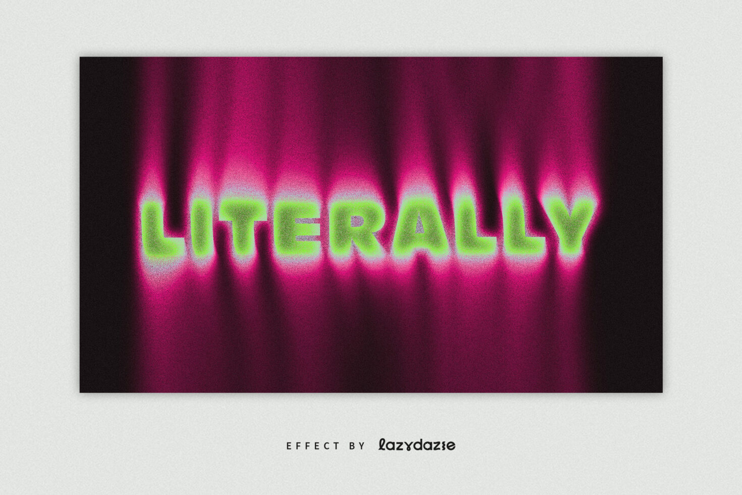 Lime green neon text with intense magenta glow on dark speckled backdrop