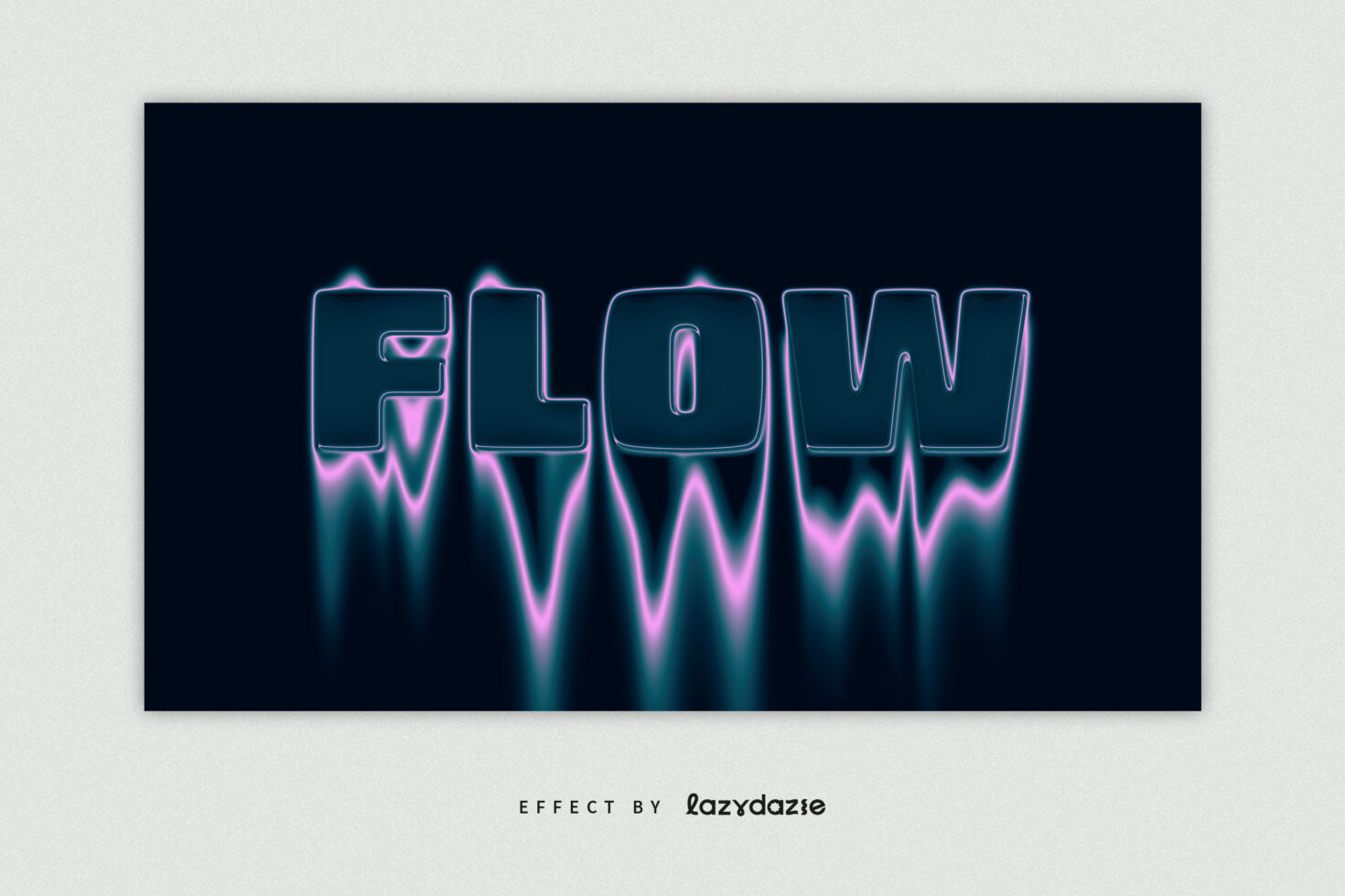 Flow word in cyan neon outline with pink wave distortion effect below