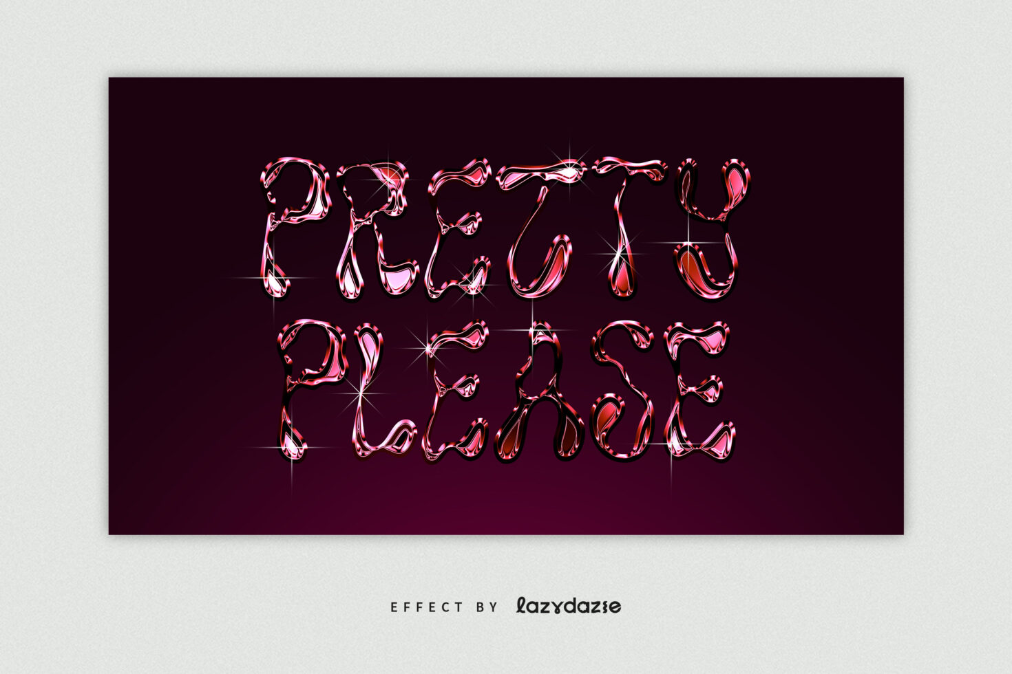 Glossy liquid metal text reading PRETTY ON FLEEK with chrome reflections
