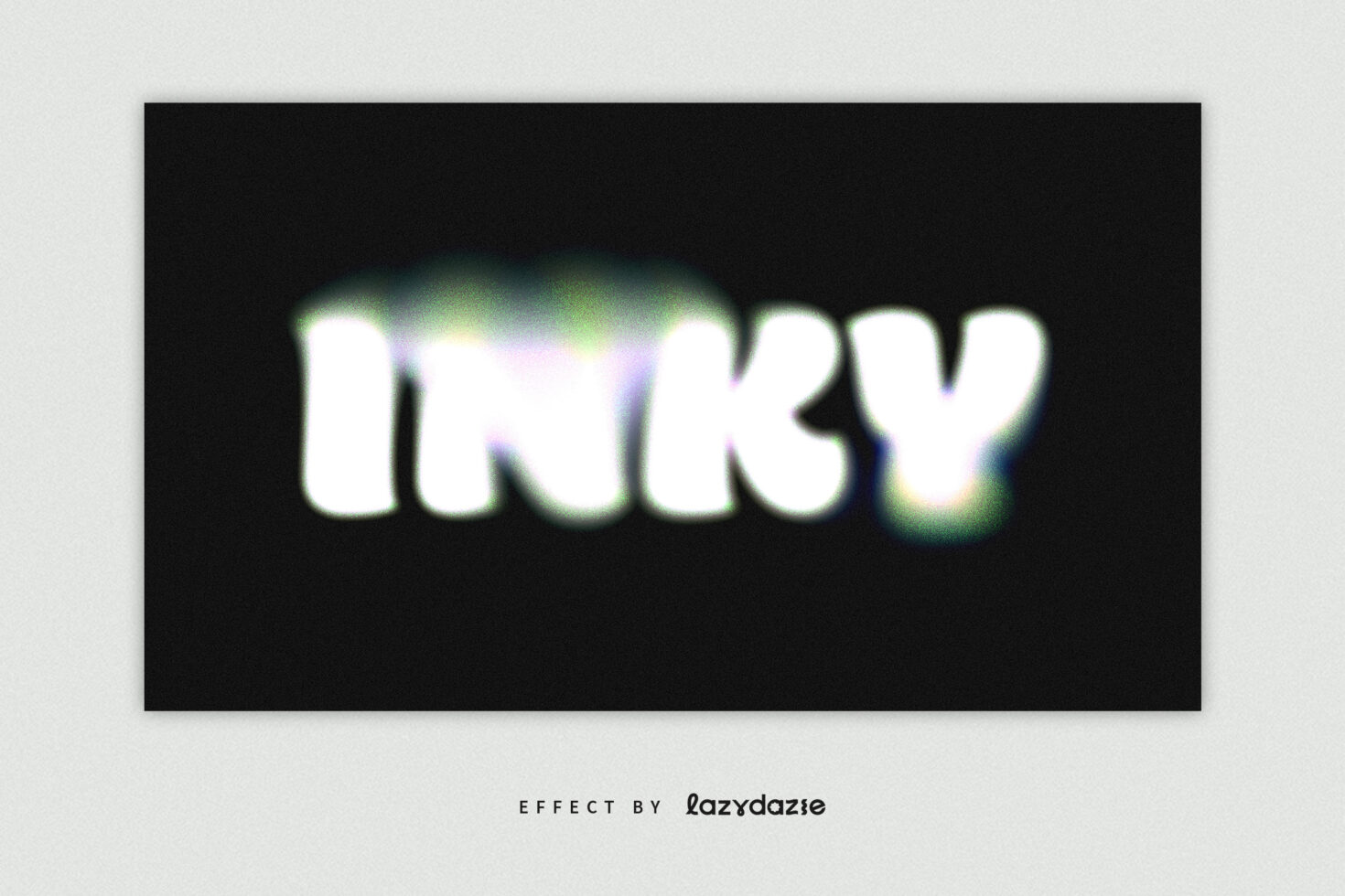 INKY text with soft green white glow blur on dark background