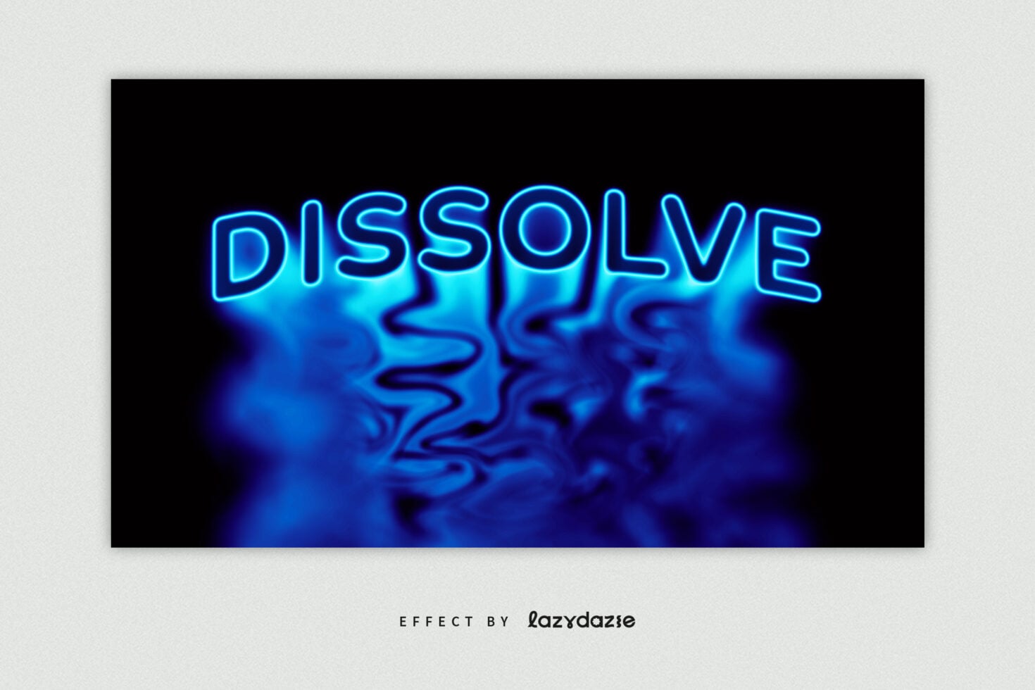 Cyan neon DISSOLVE text over liquid blue wave pattern on black