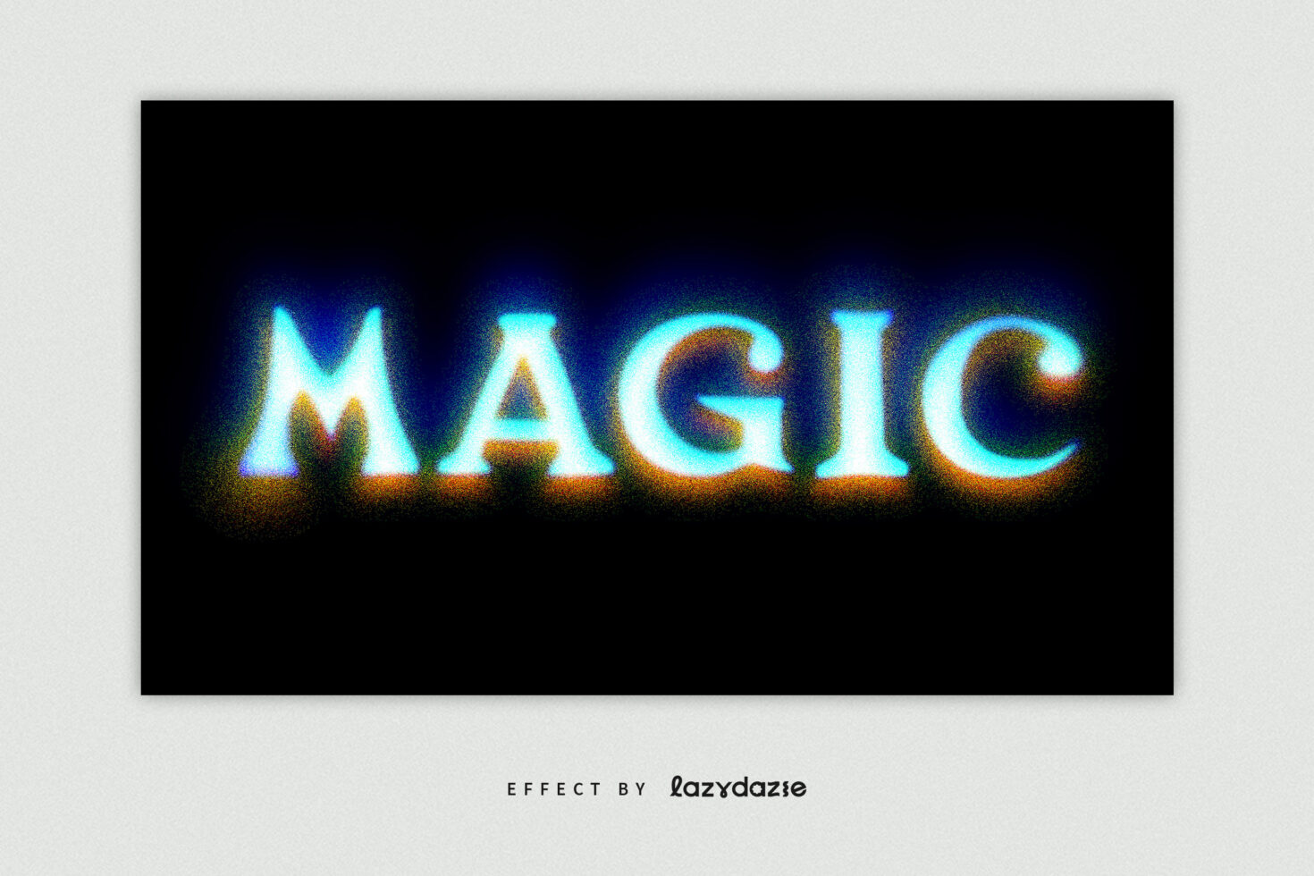 Cyan orange glowing text MAGIC with heavy neon blur effect on black